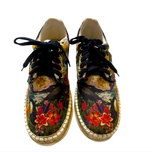 Free People Jackson Black Tropical Print Sneakers Size 38 US Size 7.5/8 NWOB - Picture 2 of 8